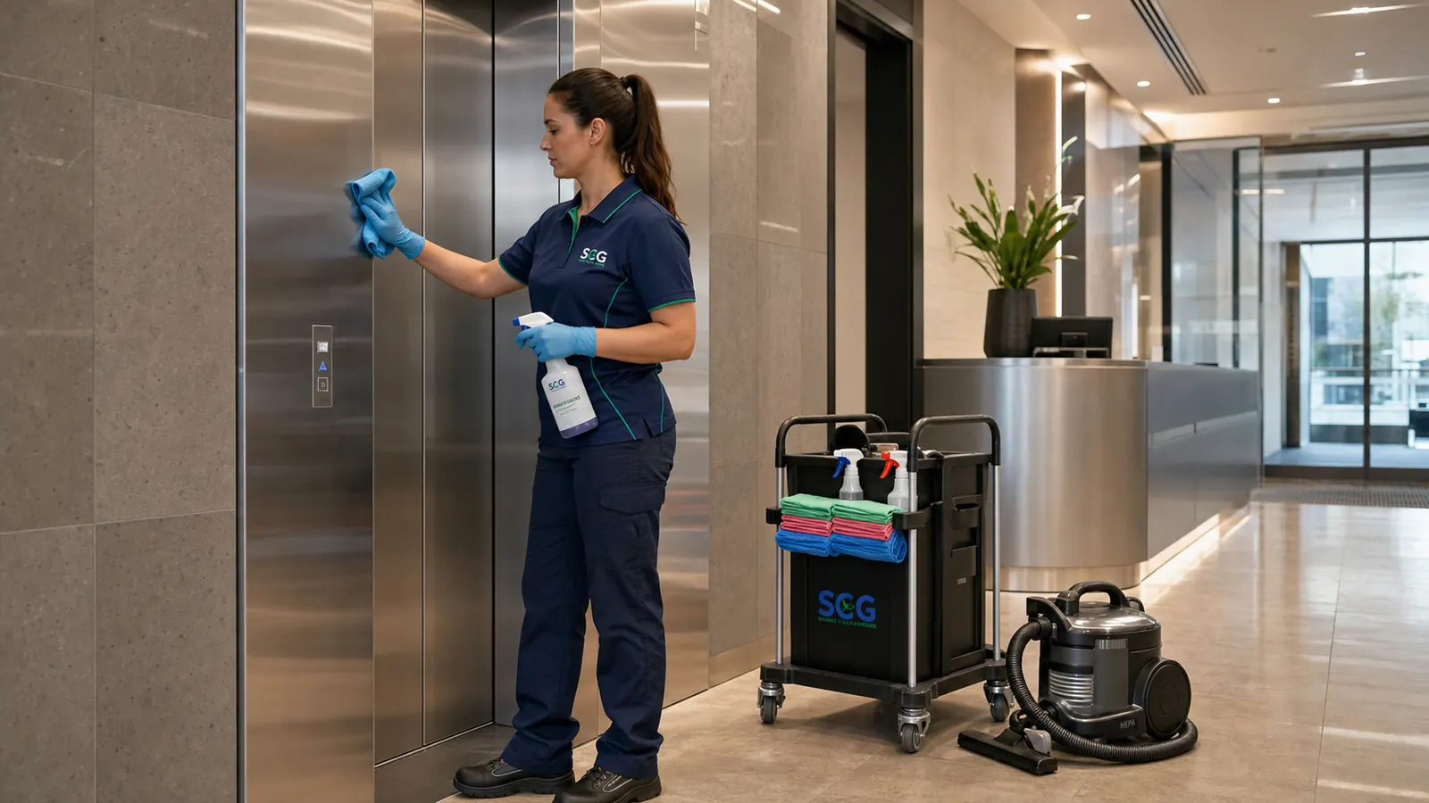 Cleaner servicing a Botany Road commercial site in Mascot